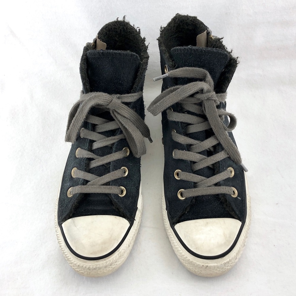 Converse Black Suede High Top Shoes Size 7.5